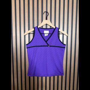 Bolle Sport Tank Top XS Womens Purple Muscle Shirt Black Trim Stretch